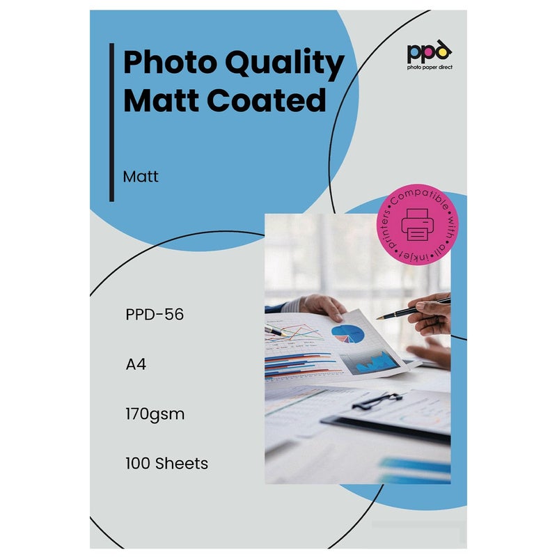 PPD Inkjet Matte Photo Paper Heavy Weight LTR 8.5 x 11 49lbs 180gsm 9.5mil X 100 Sheets (PPD056-100) - Image 1